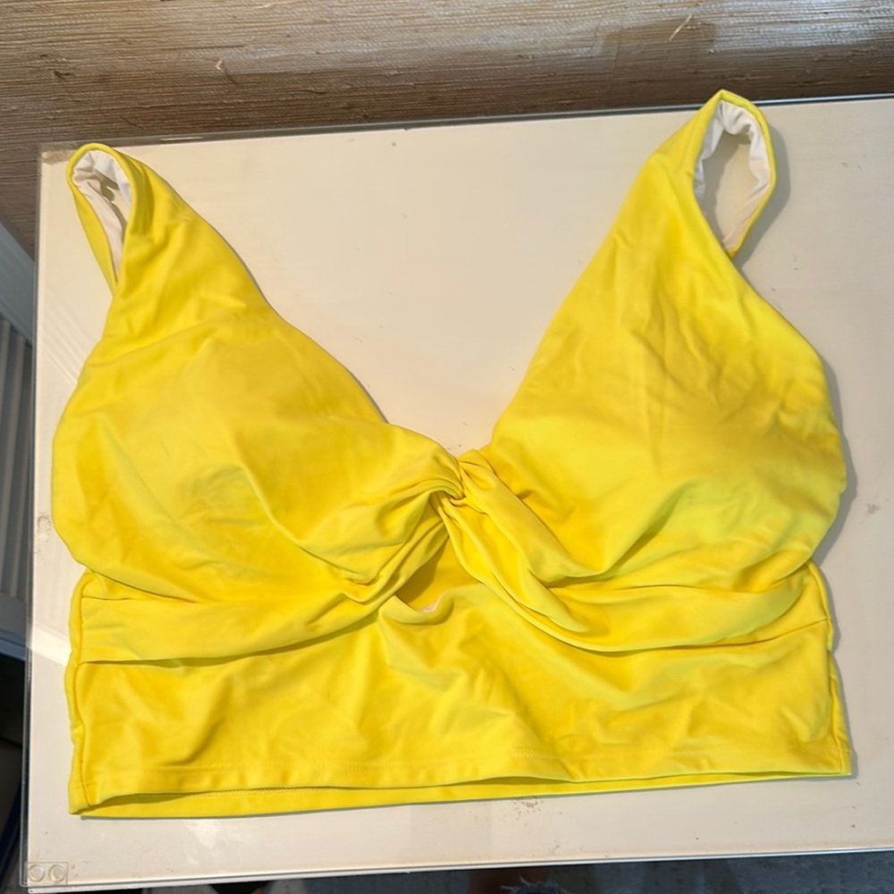 Old Navy Neon Yellow Long Line Bikini Top